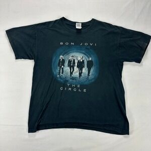 Bon Jovi The Circle Tour‎ 2010 Band Tee Black Gildan Heavy Cotton L (Fits M)
